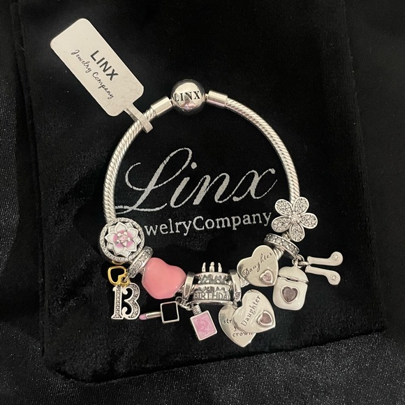 Linx Snake Chain Bracelet with Daughter and 13th Birthday Themed Charms - Picture 4 of 9